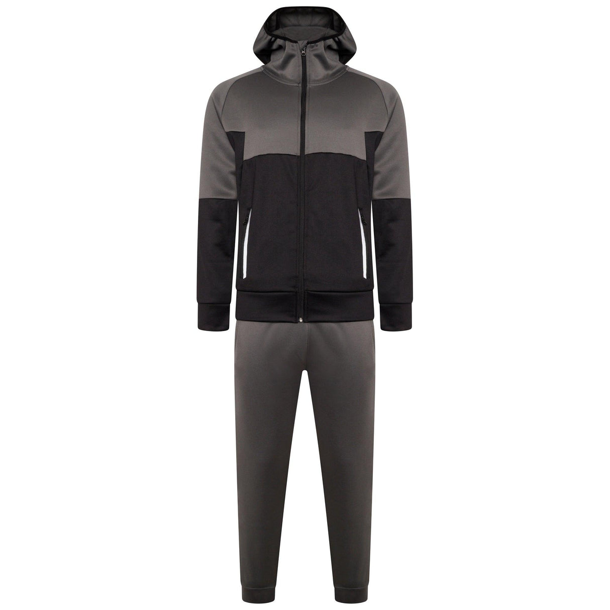 Mens Tracksuit Two Tone With Reflective Tap GREY/BLACK - AApex Store 