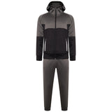 Mens Tracksuit Two Tone With Reflective Tap GREY/BLACK - AApex Store 