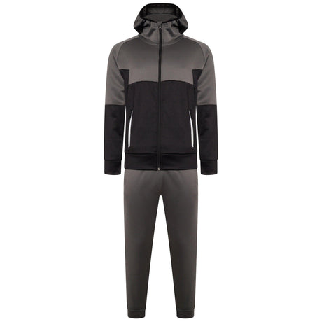 Mens Tracksuit Two Tone With Reflective Tap GREY/BLACK - AApex Store 