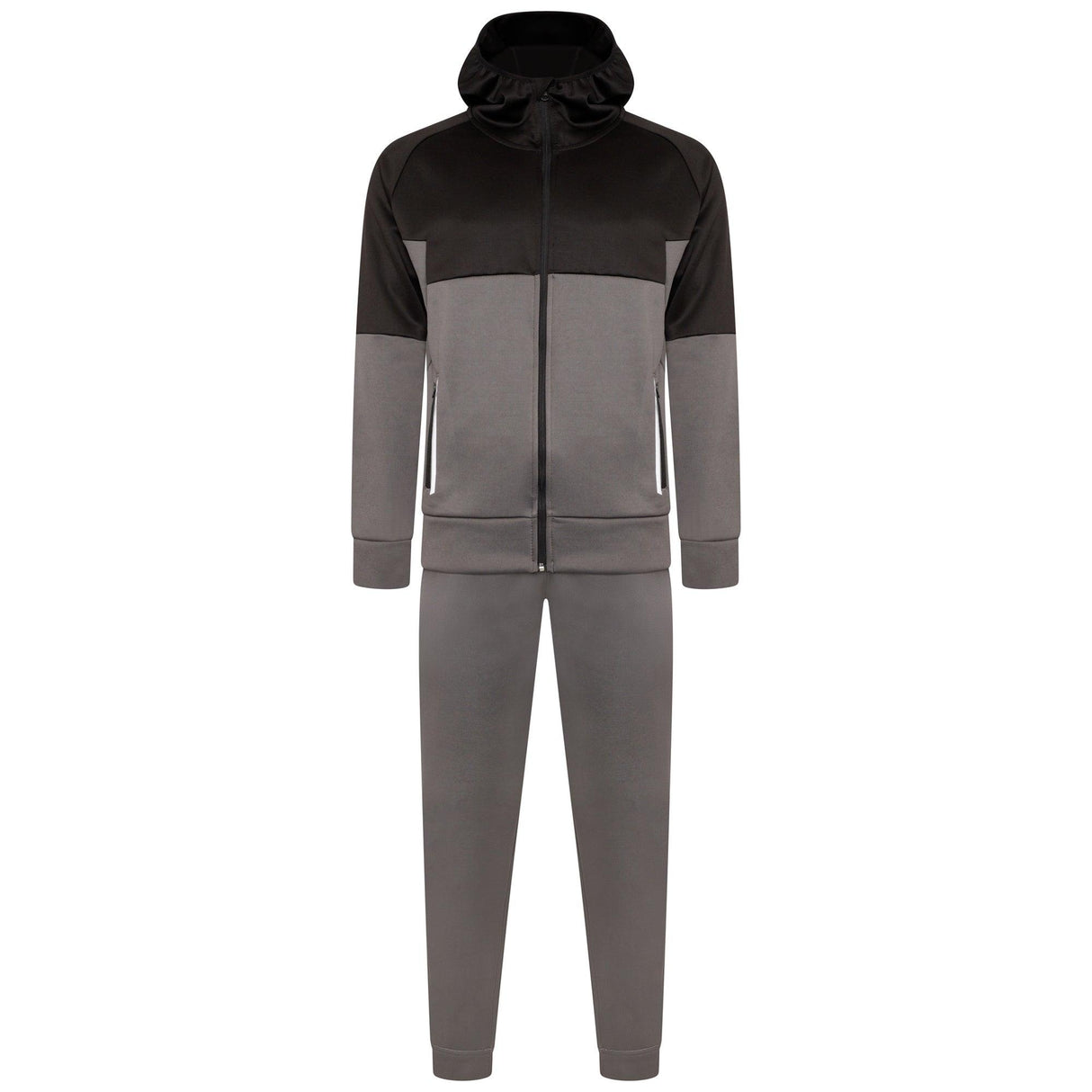 Mens Tracksuit Two Tone With Reflective Tap BLACK/GREY - AApex Store 