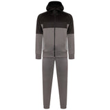 Mens Tracksuit Two Tone With Reflective Tap BLACK/GREY - AApex Store 