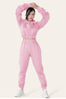 Ruched Sleeves Cropped Hoodie and Cropped Jogger Cuffed Bottom Loungewear Tracksuit Set