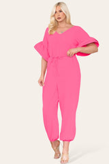 Ruffle Sleeves Frill Tie Jumpsuit