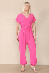 Tie Waist Stylish Harem Jumpsuit - AApex Store 