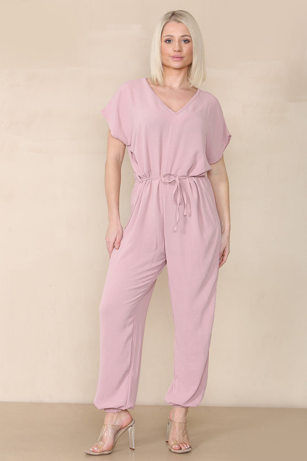 Tie Waist Stylish Harem Jumpsuit - AApex Store 