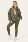 Oversized Ruched Sleeves Hoodie With Satin Ribbon - AApex Store 