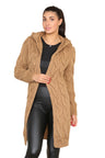 Beige Knitted Cables Hooded Long Over Sized Cardigan - AApex Store 