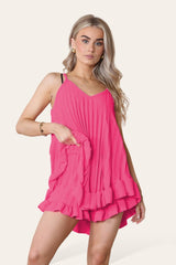 Cami Pleated Frill Hem Top & Matching Frill Shorts Co-Ord Set - AApex Store 