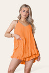 Cami Pleated Frill Hem Top & Matching Frill Shorts Co-Ord Set - AApex Store 