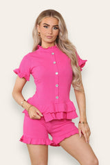 Diamond Frilled Edge Short Co-Ord Set - AApex Store 