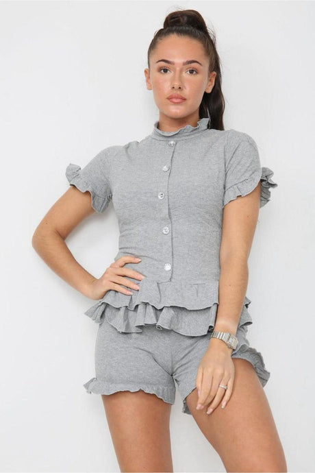 Diamond Frilled Edge Short Co-Ord Set - AApex Store 