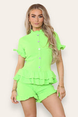 Diamond Frilled Edge Short Co-Ord Set - AApex Store 