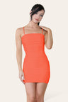 Double Layered Naked Shoulder Ruched Body-Con Cami Dress Mini Style - AApex Store 