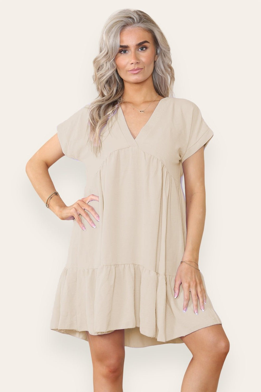 Fancy Style Tiered Smock Dress - AApex Store 