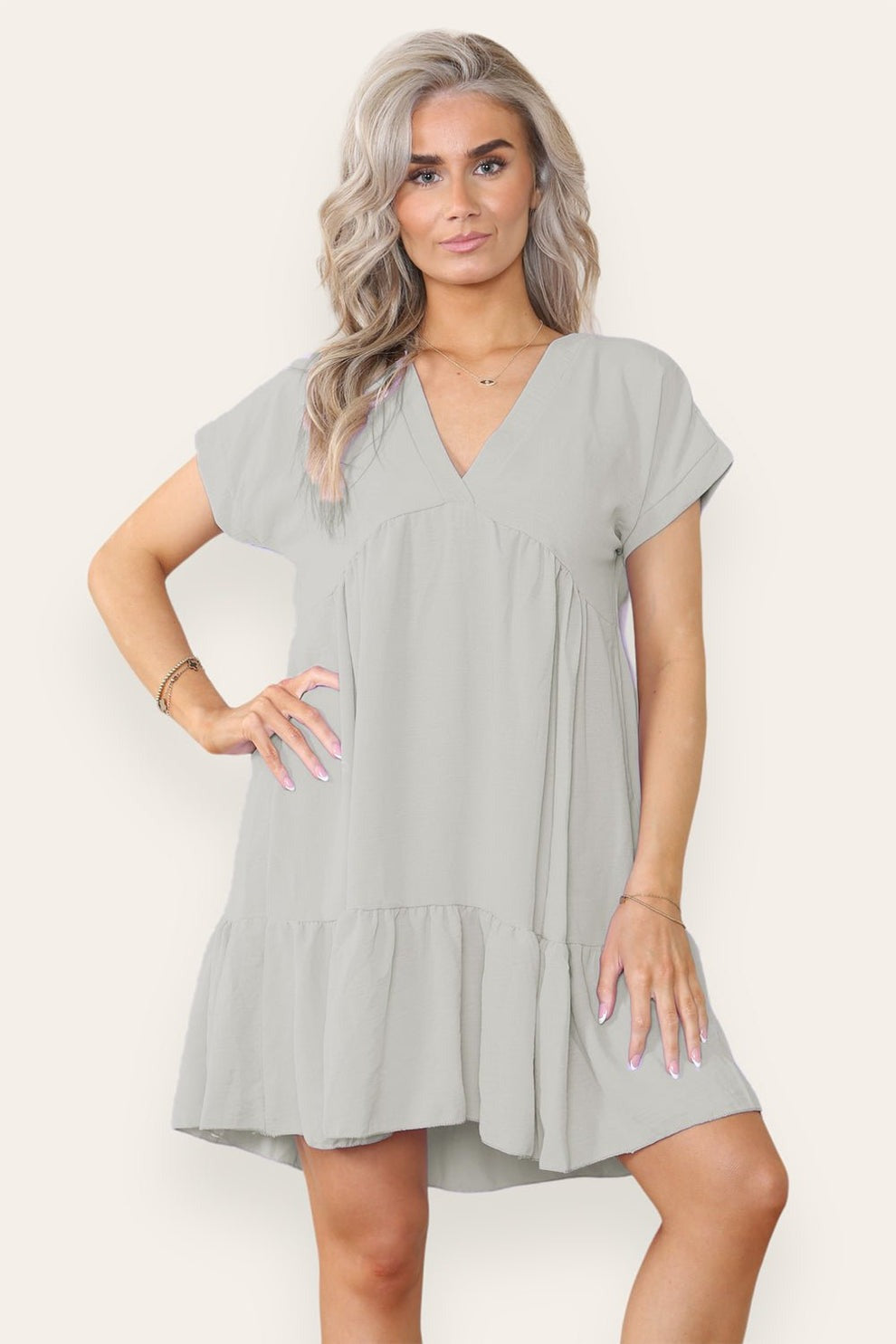 Fancy Style Tiered Smock Dress - AApex Store 