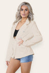 Fitted Linned Double Gold Button Collared Blazer Jacket - AApex Store 