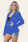 Fitted Linned Double Gold Button Collared Blazer Jacket - AApex Store 