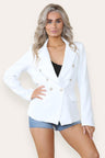 Fitted Linned Double Gold Button Collared Blazer Jacket - AApex Store 