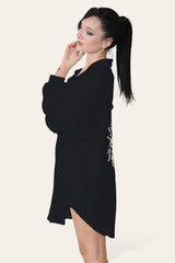 Oversized Long Sleeve Gold Sequin Eye Button Up Shirt - AApex Store 