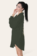 Oversized Long Sleeve Gold Sequin Eye Button Up Shirt - AApex Store 