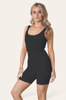 Ribbed Yoga Sports Sleeveless Bodycon Bump Ruched Playsuit - AApex Store 