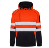 High Vis 3 Pockets 5 thread Pullover Hoodies - Orange/Navy - AApex Store 