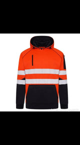 High Vis 3 Pockets 5 thread Pullover Hoodies - Orange/Navy - AApex Store 