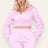 Ruched Sleeves Cropped Zip Up Front Elasticated Hem Hooded & Shorts Fleece Co-Ord Set - AApex Store 