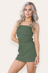 Skort Cargo Style Belted Playsuit Dress with Pockets - AApex Store 