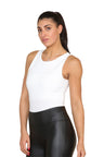 Beige Slinky Racer Round Neck Double Layered Top Bodysuit - AApex Store 