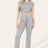 Tie Belt Front Cropped Loungewear Ribbed Trousers Set - AApex Store 