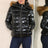 Wet Look Puffer Hooded Jacket with Faux Fur Black  - AApexStoreOnline